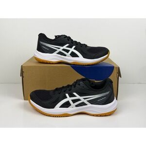 Asics Upcourt 6 Volleyball Shoes Women Sz 8 Black/White/Gum Brown 1072A107-001